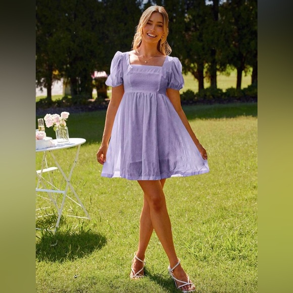 SHEIN Dresses & Skirts - Light Purple Puff Sleeve Mini Dress